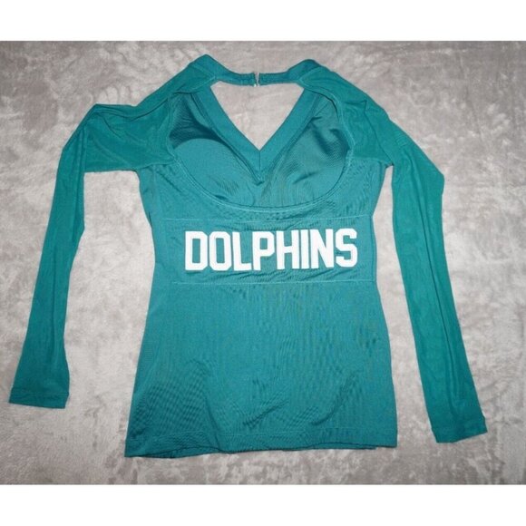 All Sport Couture Miami Dolphins Long Sleeve Top with Mesh Collar Medium SOLD OU - Picture 7 of 10